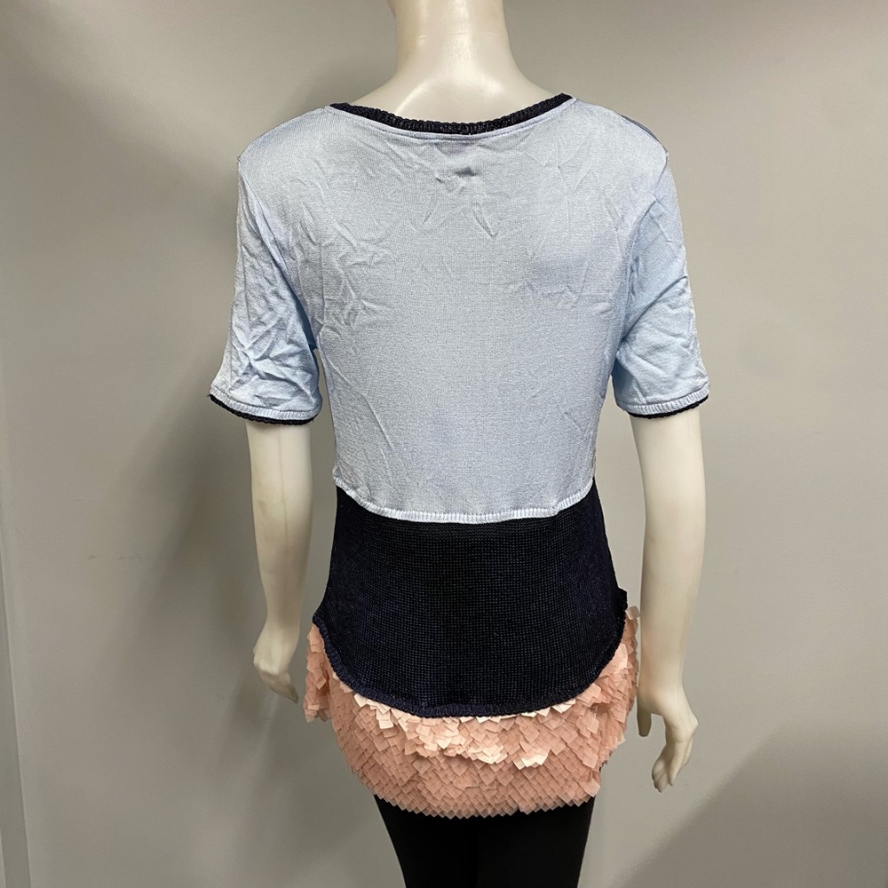 Tricot Chic Blue Pink Embellished Shirt Top View 5
